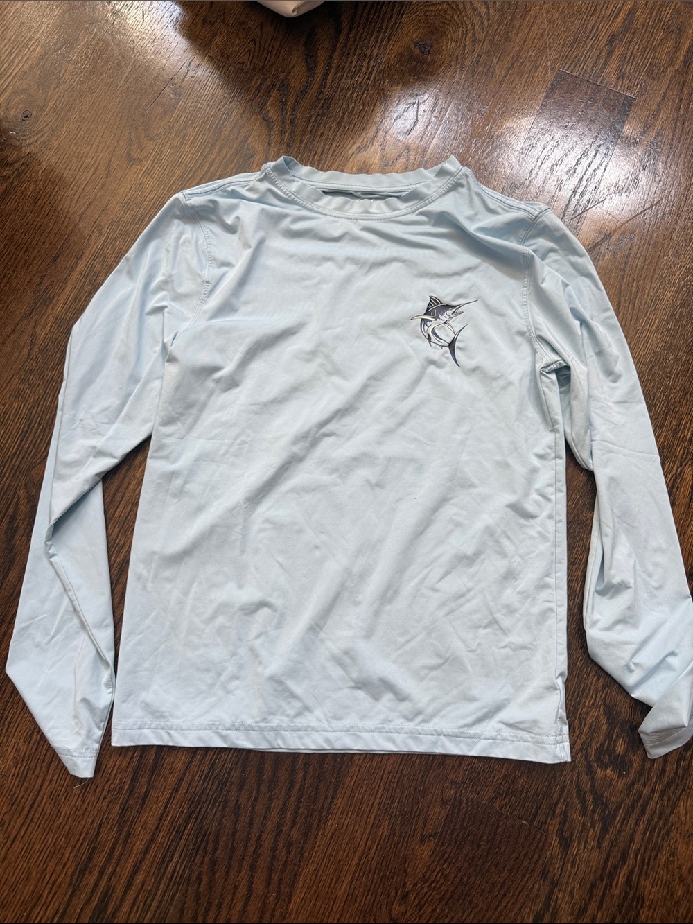 First Wave Light Blue Long Sleeve Swim Tee with Marlin Logo
